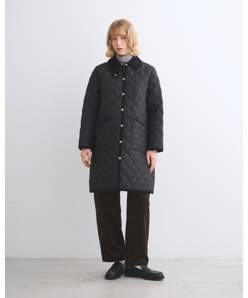 Traditional Weatherwear(トラディショナルウェザーウェア)の「WAVERLY A-LINE LONG(ダウンジャケット/コート・レディース・ネイビー/ブラック・36/34/32)」の2枚目の写真
