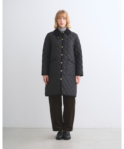 Traditional Weatherwear(トラディショナルウェザーウェア)の「WAVERLY A-LINE LONG(ダウンジャケット/コート・レディース・ネイビー/ブラック・36/34/32)」の3枚目の写真