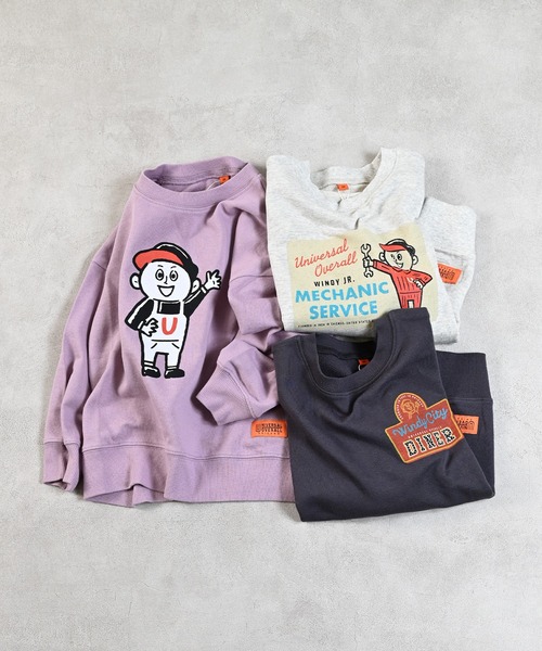 UNIVERSAL OVERALL（ユニバーサルオーバーオール）の「【UNIVERSAL OVERALL】別注プリントトレーナー（スウェット・キッズ・チャコール/ホワイト系その他/ピンク・80/90/95/100/110/120/130/140/150）」の4枚目の写真