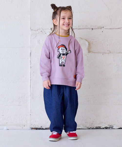 UNIVERSAL OVERALL（ユニバーサルオーバーオール）の「【UNIVERSAL OVERALL】別注プリントトレーナー（スウェット・キッズ・チャコール/ホワイト系その他/ピンク・80/90/95/100/110/120/130/140/150）」の7枚目の写真