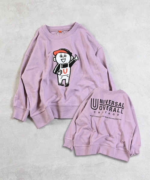 UNIVERSAL OVERALL（ユニバーサルオーバーオール）の「【UNIVERSAL OVERALL】別注プリントトレーナー（スウェット・キッズ・チャコール/ホワイト系その他/ピンク・80/90/95/100/110/120/130/140/150）」の5枚目の写真