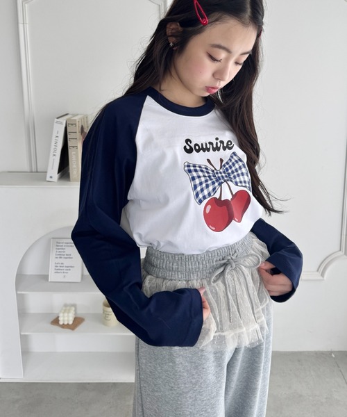 SOLLON.（ソルロン）の「チェリーリボンラグランTシャツ（Tシャツ/カットソー・レディース・ネイビー/ブラック/グリーン・FREE）」の8枚目の写真