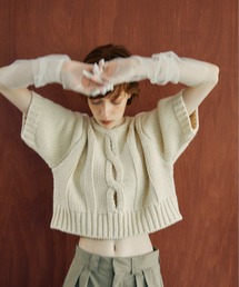 レディースのニット/セーター（ホワイト/白色系・半袖）ファッション