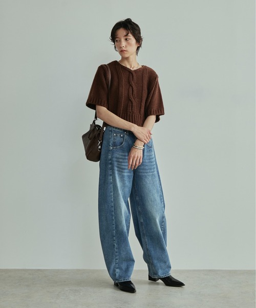 LOSCa(ロスカ)の「ハーフスリーブケーブルニット(ニット/セーター・レディース・アイボリー/ブラウン/チャコールグレー・FREE)」の15枚目の写真
