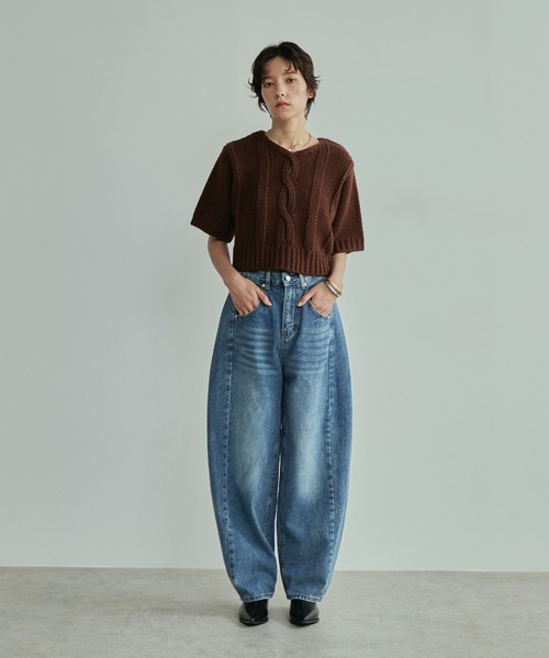 LOSCa(ロスカ)の「ハーフスリーブケーブルニット(ニット/セーター・レディース・アイボリー/ブラウン/チャコールグレー・FREE)」の16枚目の写真