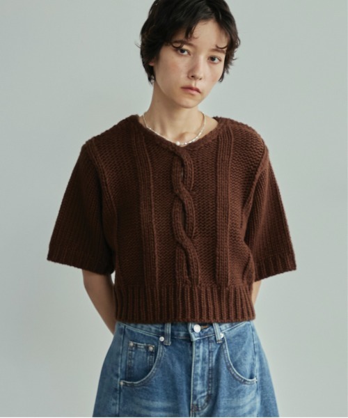 LOSCa(ロスカ)の「ハーフスリーブケーブルニット(ニット/セーター・レディース・アイボリー/ブラウン/チャコールグレー・FREE)」の18枚目の写真