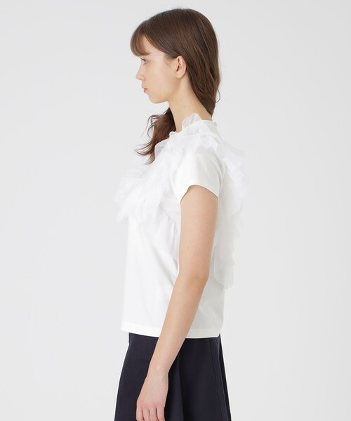 BLUE LABEL CRESTBRIDGE（ブルーレーベルクレストブリッジ）の「コットンライトポンチフリルチュールカットソー（Tシャツ/カットソー・レディース・ブルー系その他2/ブラック/オフホワイト・38）」の5枚目の写真