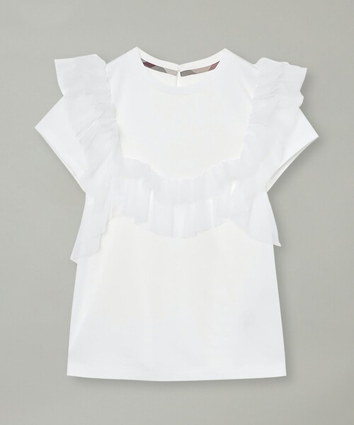 BLUE LABEL CRESTBRIDGE（ブルーレーベルクレストブリッジ）の「コットンライトポンチフリルチュールカットソー（Tシャツ/カットソー・レディース・ブルー系その他2/ブラック/オフホワイト・38）」の10枚目の写真