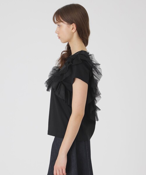 BLUE LABEL CRESTBRIDGE（ブルーレーベルクレストブリッジ）の「コットンライトポンチフリルチュールカットソー（Tシャツ/カットソー・レディース・ブルー系その他2/ブラック/オフホワイト・38）」の12枚目の写真