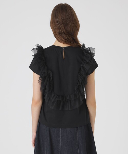 BLUE LABEL CRESTBRIDGE（ブルーレーベルクレストブリッジ）の「コットンライトポンチフリルチュールカットソー（Tシャツ/カットソー・レディース・ブルー系その他2/ブラック/オフホワイト・38）」の13枚目の写真