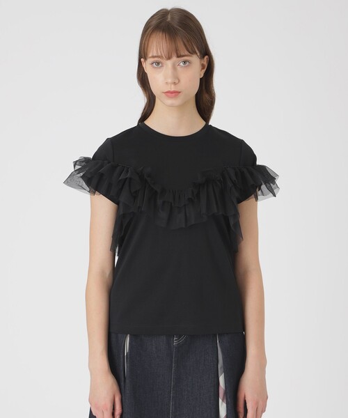 BLUE LABEL CRESTBRIDGE（ブルーレーベルクレストブリッジ）の「コットンライトポンチフリルチュールカットソー（Tシャツ/カットソー・レディース・ブルー系その他2/ブラック/オフホワイト・38）」の15枚目の写真