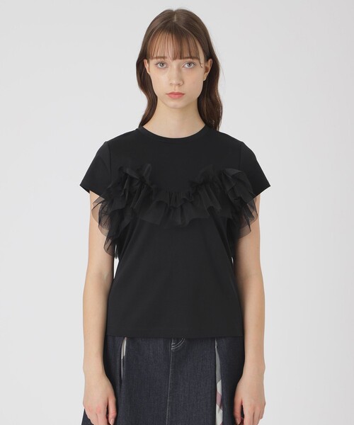 BLUE LABEL CRESTBRIDGE（ブルーレーベルクレストブリッジ）の「コットンライトポンチフリルチュールカットソー（Tシャツ/カットソー・レディース・ブルー系その他2/ブラック/オフホワイト・38）」の16枚目の写真