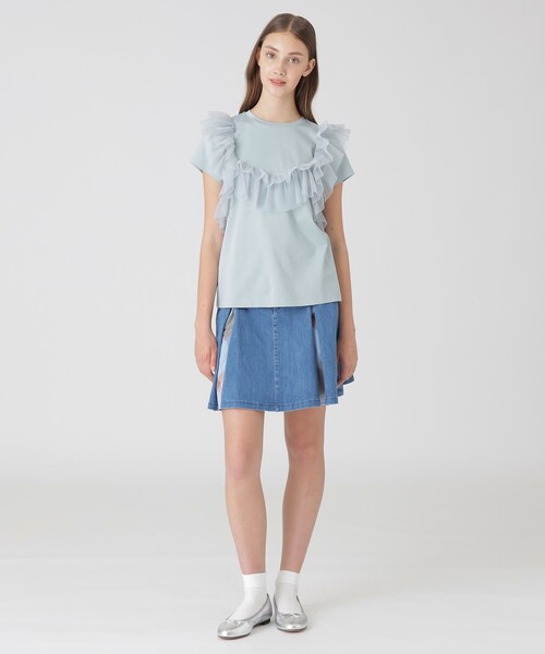 BLUE LABEL CRESTBRIDGE（ブルーレーベルクレストブリッジ）の「コットンライトポンチフリルチュールカットソー（Tシャツ/カットソー・レディース・ブルー系その他2/ブラック/オフホワイト・38）」の18枚目の写真