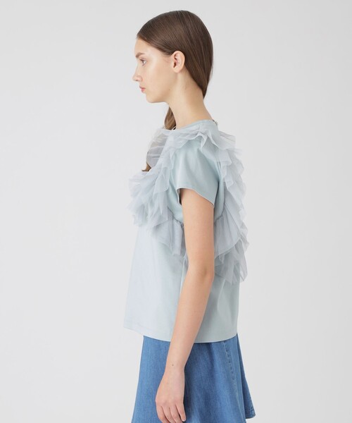 BLUE LABEL CRESTBRIDGE（ブルーレーベルクレストブリッジ）の「コットンライトポンチフリルチュールカットソー（Tシャツ/カットソー・レディース・ブルー系その他2/ブラック/オフホワイト・38）」の19枚目の写真