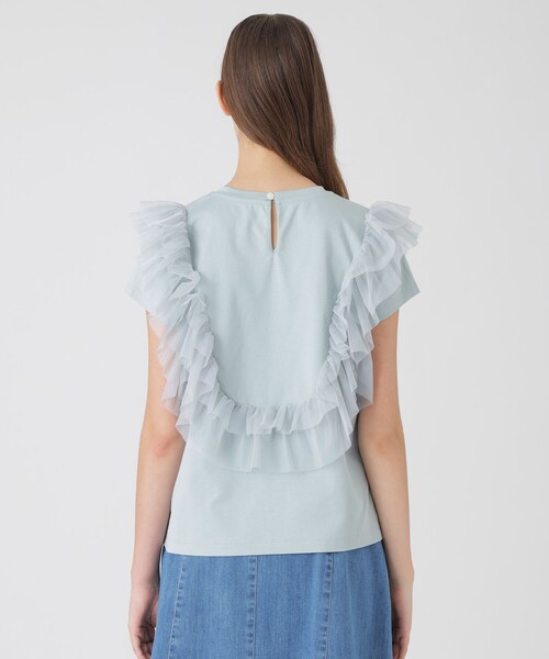 BLUE LABEL CRESTBRIDGE（ブルーレーベルクレストブリッジ）の「コットンライトポンチフリルチュールカットソー（Tシャツ/カットソー・レディース・ブルー系その他2/ブラック/オフホワイト・38）」の20枚目の写真