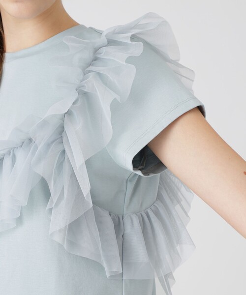 BLUE LABEL CRESTBRIDGE（ブルーレーベルクレストブリッジ）の「コットンライトポンチフリルチュールカットソー（Tシャツ/カットソー・レディース・ブルー系その他2/ブラック/オフホワイト・38）」の21枚目の写真
