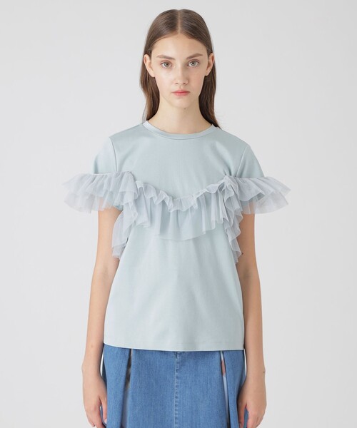 BLUE LABEL CRESTBRIDGE（ブルーレーベルクレストブリッジ）の「コットンライトポンチフリルチュールカットソー（Tシャツ/カットソー・レディース・ブルー系その他2/ブラック/オフホワイト・38）」の22枚目の写真