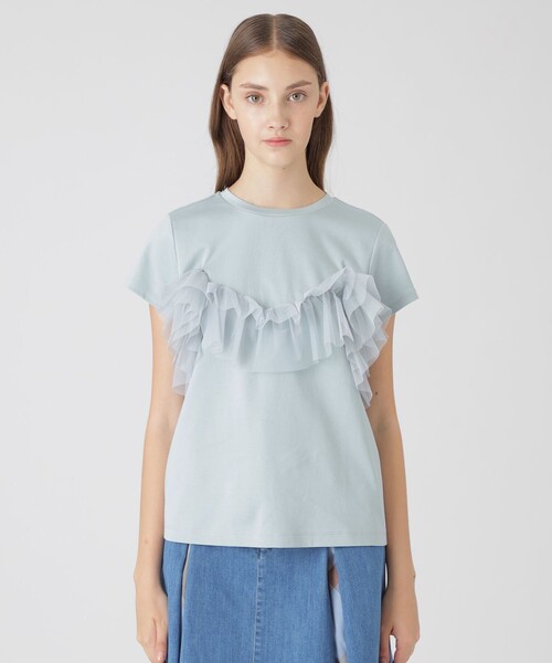 BLUE LABEL CRESTBRIDGE(ブルーレーベルクレストブリッジ)の「コットンライトポンチフリルチュールカットソー(Tシャツ/カットソー・レディース・ブルー系その他2/ブラック/オフホワイト・38)」の13枚目の写真