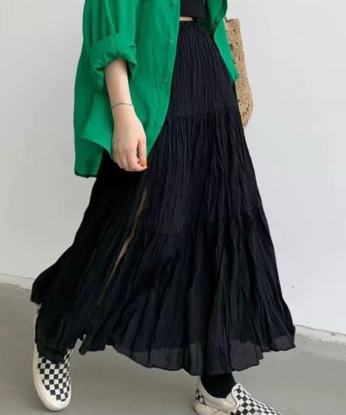 【MUCENT♥] バーデンサイドスリットロングスカート バーデンサイドロングスカート (2Color) - MUCENT | 60