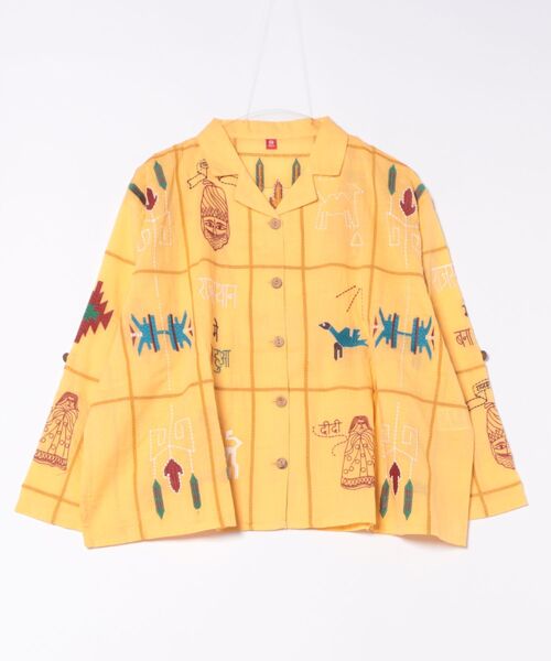 チャイハネ（チャイハネ）の「【チャイハネ】ラジャラン刺繍シャツ（シャツ/ブラウス・レディース・ネイビー/イエロー/ホワイト・FREE）」の3枚目の写真