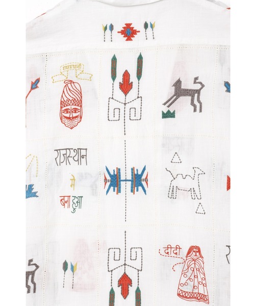 チャイハネ（チャイハネ）の「【チャイハネ】ラジャラン刺繍シャツ（シャツ/ブラウス・レディース・ネイビー/イエロー/ホワイト・FREE）」の8枚目の写真