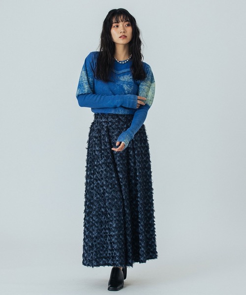 ROSE BUD（ローズバッド）の「(mici)JACQUARD TUCK LONG SKIRT（スカート・レディース・ブラック/ネイビー・S/M）」の19枚目の写真