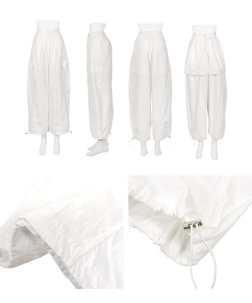 KOBE LETTUCE（コウベレタス）の「2wayドロスト付きダブルタックカーゴカーブパンツ（カーゴパンツ・レディース・ホワイト/ネイビー/グレー・M）」の10枚目の写真