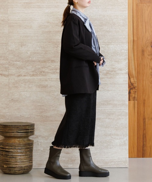 HIMIKO（ヒミコ）の「【HIMIKO】プラットフォームストレッチブーツ/651421（ブーツ・レディース・ブラック/カーキ/ベージュ・25.0cm/24.5cm/26.0cm/25.5cm/23.0cm/21.5cm/24.0cm/23.5cm/22.5cm/22.0cm/26.5cm）」の9枚目の写真