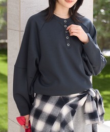 ヘンリーネック コクーンラグランスリーブ オーバーサイズソフトダンボールニットスウェット【THE CRAFT CREW PRODUCTS】
