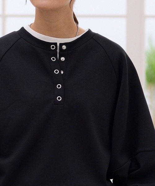 ヘンリーネック コクーンラグランスリーブ オーバーサイズソフト