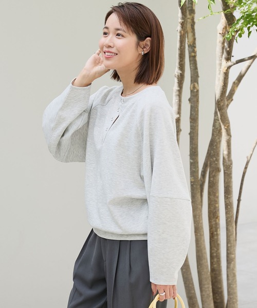 ヘンリーネック コクーンラグランスリーブ オーバーサイズソフト