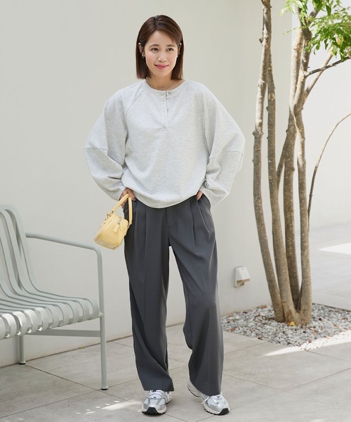 ヘンリーネック コクーンラグランスリーブ オーバーサイズソフト