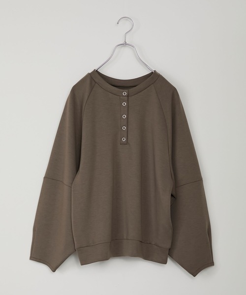 ヘンリーネック コクーンラグランスリーブ オーバーサイズソフト