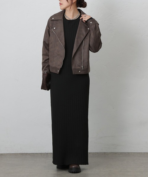 COLONY 2139(コロニートゥーワンスリーナイン)の「スエードポンチライダース(ライダースジャケット・レディース・ブラウン/キャメル/チャコールグレー・FREE)」の17枚目の写真