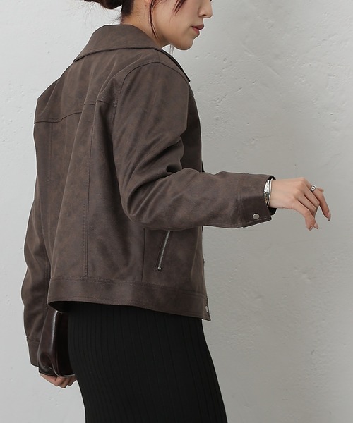 COLONY 2139(コロニートゥーワンスリーナイン)の「スエードポンチライダース(ライダースジャケット・レディース・ブラウン/キャメル/チャコールグレー・FREE)」の14枚目の写真