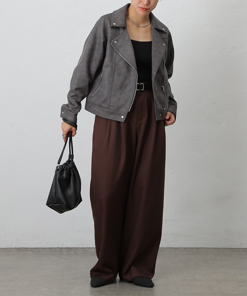 COLONY 2139(コロニートゥーワンスリーナイン)の「スエードポンチライダース(ライダースジャケット・レディース・ブラウン/キャメル/チャコールグレー・FREE)」の9枚目の写真