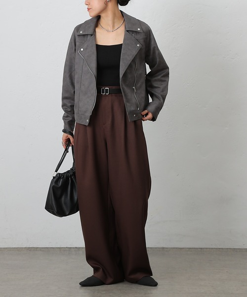 COLONY 2139(コロニートゥーワンスリーナイン)の「スエードポンチライダース(ライダースジャケット・レディース・ブラウン/キャメル/チャコールグレー・FREE)」の10枚目の写真