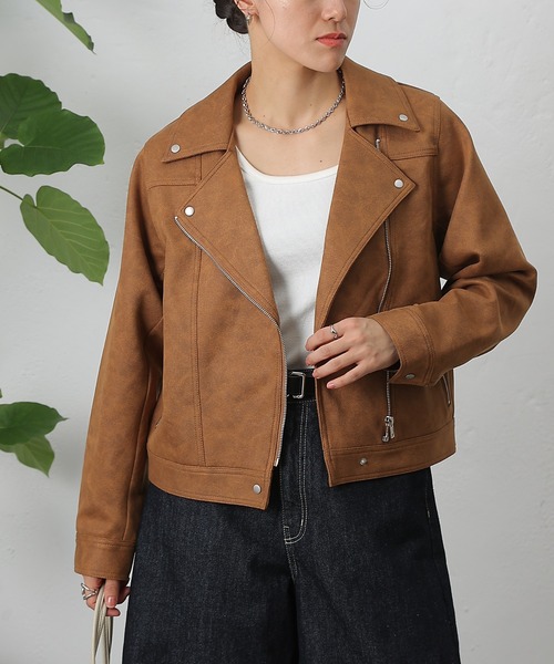 COLONY 2139(コロニートゥーワンスリーナイン)の「スエードポンチライダース(ライダースジャケット・レディース・ブラウン/キャメル/チャコールグレー・FREE)」の20枚目の写真