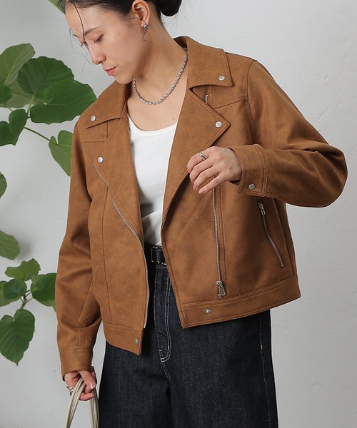 COLONY 2139(コロニートゥーワンスリーナイン)の「スエードポンチライダース(ライダースジャケット・レディース・ブラウン/キャメル/チャコールグレー・FREE)」の22枚目の写真