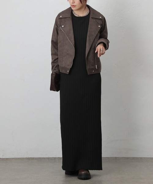 COLONY 2139(コロニートゥーワンスリーナイン)の「スエードポンチライダース(ライダースジャケット・レディース・ブラウン/キャメル/チャコールグレー・FREE)」の16枚目の写真