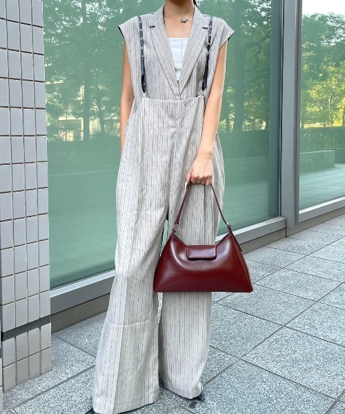 AIC.（エーアイシー）の「ベルトショルダーストライプパンツ/セットアップ可能（その他パンツ・レディース・グレイッシュベージュ/ブラック・FREE）」の8枚目の写真