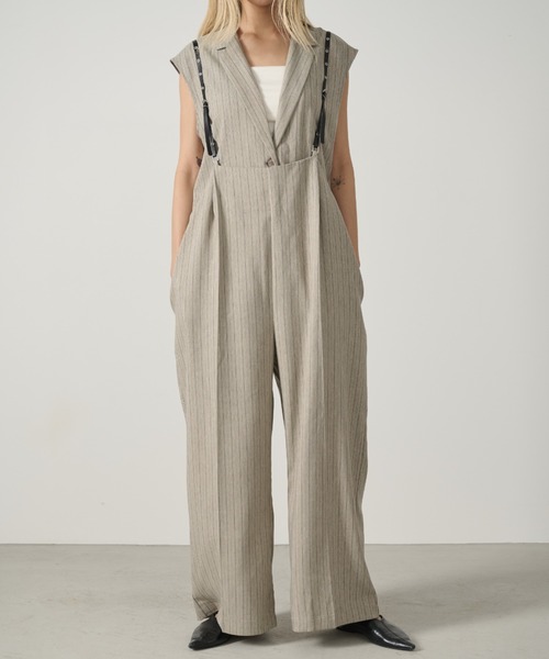 AIC.（エーアイシー）の「ベルトショルダーストライプパンツ/セットアップ可能（その他パンツ・レディース・グレイッシュベージュ/ブラック・FREE）」の22枚目の写真