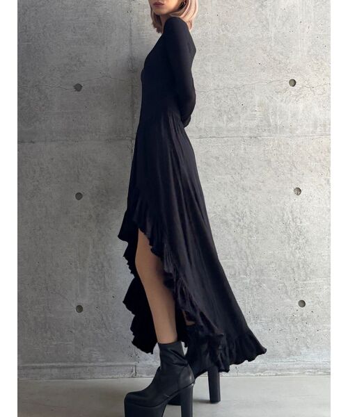 GYDA（ジェイダ）の「【TINY】asymmetryフリルLONGワンピース（ワンピース・レディース・ブラック/グレー・FREE）」の14枚目の写真