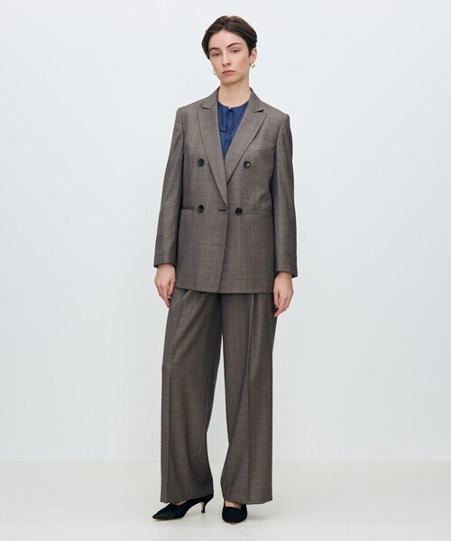 TOMORROWLAND collection(トゥモローランドコレクション)の「365 GLEN CHECK タックワイドパンツ(その他パンツ・レディース・ブラウン系その他・36/34)」の9枚目の写真