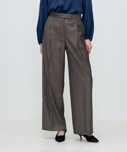 TOMORROWLAND collection(トゥモローランドコレクション)の「365 GLEN CHECK タックワイドパンツ(その他パンツ・レディース・ブラウン系その他・36/34)」の11枚目の写真