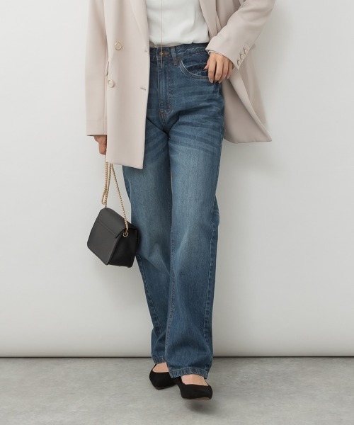 RCD(アールシーディー)の「スリムストレートデニムパンツ(デニムパンツ・レディース・ワンウォッシュ/ブルー/ネイビー・LL/L/M)」の1枚目の写真
