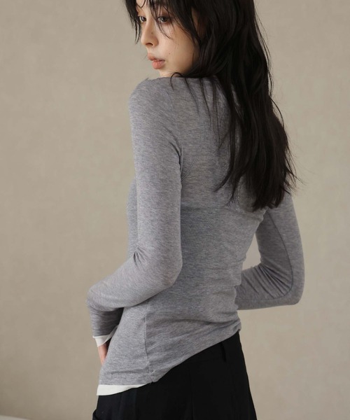 Ulysses（ユリシス）の「レイヤード風デザインボタンカットソー（Tシャツ/カットソー・レディース・ブラウン/ライトグレー・S/M）」の22枚目の写真