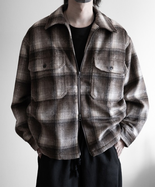 RUUBON(ルーボン)の「【RUUBON】shaggy double zip box jacket / シャギーダブルジップボックスジャケット(その他アウター・メンズ・ブラウン/ブラック・L/M/S)」の2枚目の写真