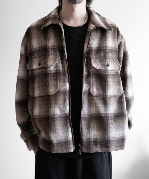 セール】【RUUBON】shaggy double zip box jacket / シャギーダブル