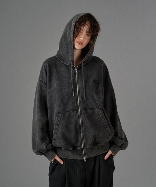 ハートコラボフルジップフーディ ネイビー セール】【 ONCILY × WISH FOR EVER 】HEART COLLAB FULL-ZIP